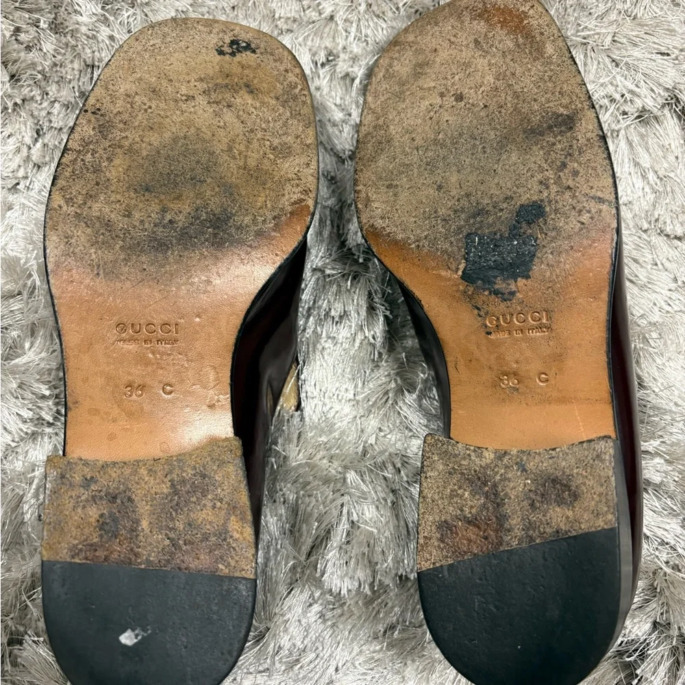 Vintage Gucci Dark Red Loafers with Silver Gucci accent - Picture 7 of 13